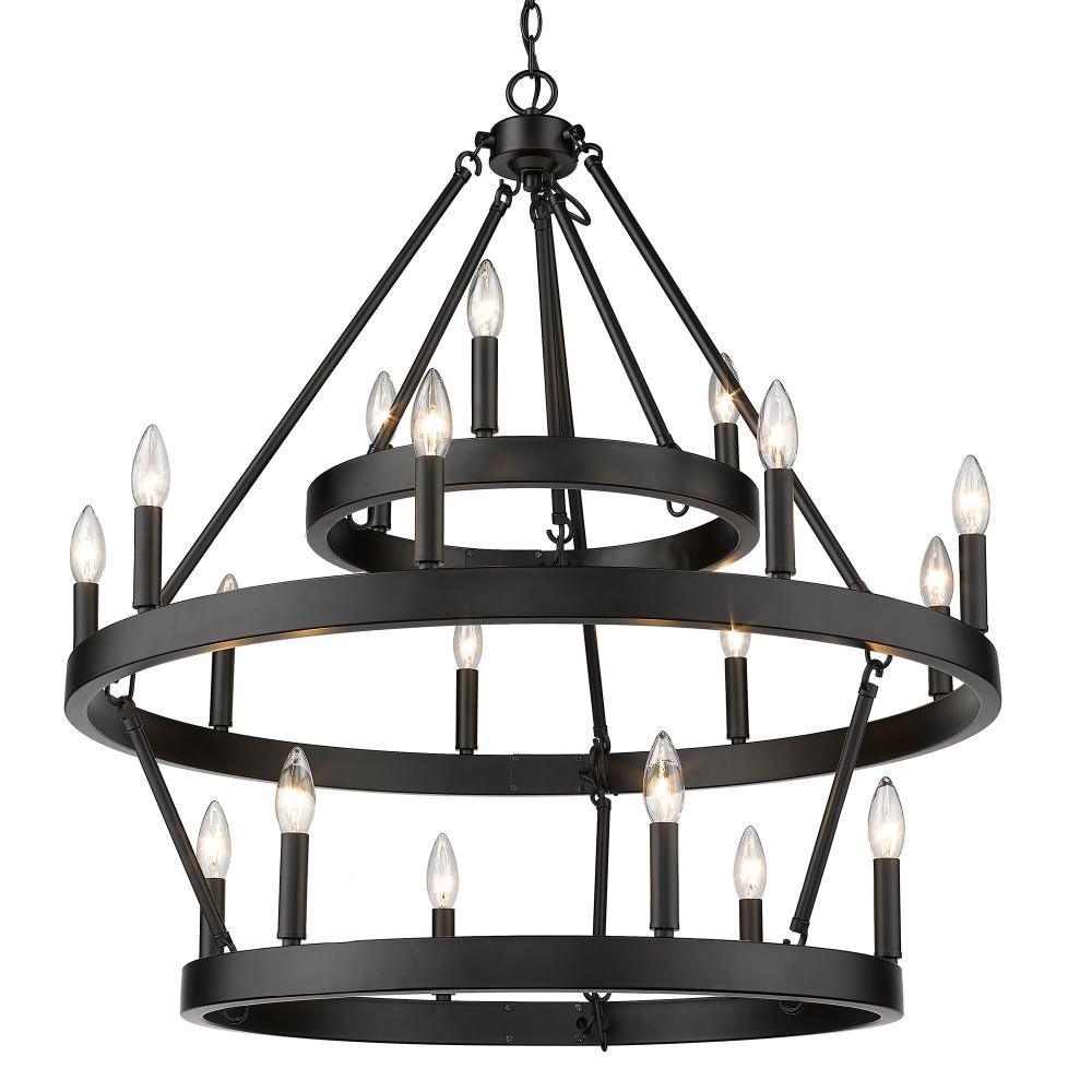 Alastair 3 Tier 3+9+6 Light Chandelier in Matte Black