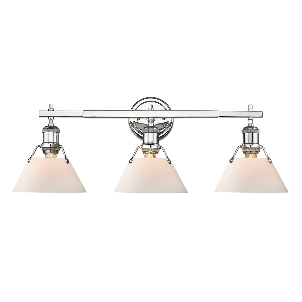 Orwell 3-Light Vanity Light in Chrome with Opal Glass