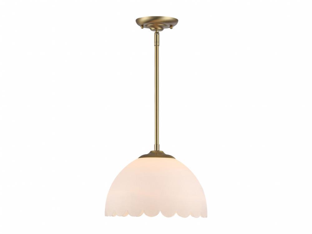 Dorinda 1-Light Pendant in Brushed Champagne Bronze with Opal Glass