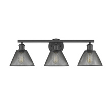 Golden 0304-BA3 BLK - Carver 3-Light Bath Vanity in Matte Black with Mesh Shades