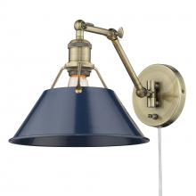 Golden 3306-A1W AB-NVY - Orwell Articulating Wall Sconce in Aged Brass with Matte Navy