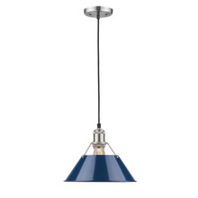 Golden 3306-M PW-NVY - Orwell 10" Wide Medium Pendant in Pewter with Matte Navy