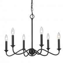 Golden 8316-6 BLK - Tierney 6 Light Chandelier in Matte Black