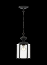 Generation Lighting 6008-12 - Classico traditional 1-light outdoor exterior semi-flush convertible ceiling pendant in black finish