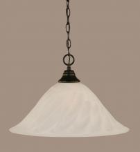 Toltec Company 10-MB-5781 - One Light White Alabaster Swirl Glass Matte Black Down Pendant