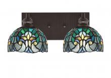 Toltec Company 1162-ES-9925 - Edge 2 Light Bath Bar, Espresso Finish, 7" Turquoise Cypress Art Glass