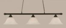 Toltec Company 373-DG-5831 - Three Light Dark Granite White Alabaster Glass Pool Table Light