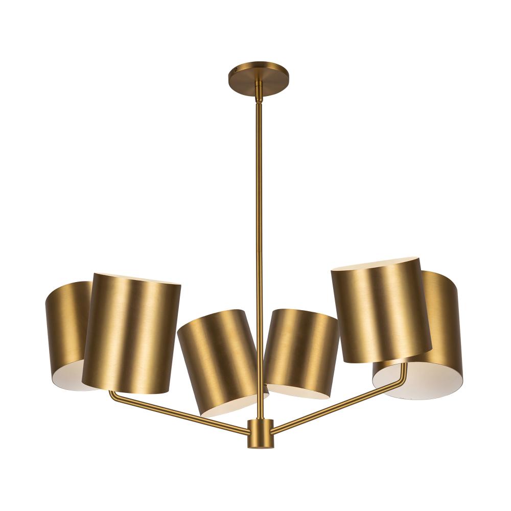 Keiko 30-in Brushed Gold 6 Lights Chandelier