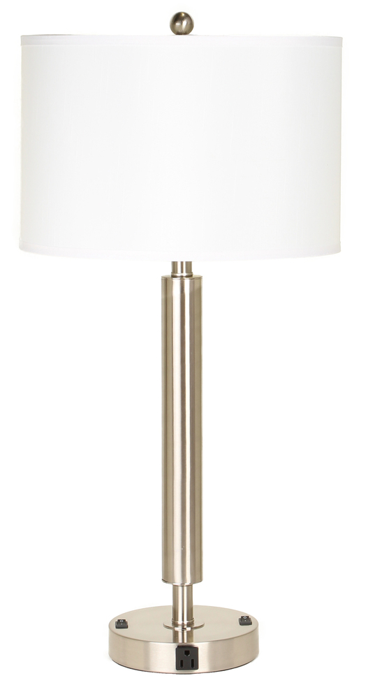 30" Tall Metal Table Lamp in Brushed Steel