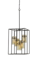 CAL Lighting FX-3680-5 - 39.75" Heigh Metal Pendant with Glass Shades in Black/Antique Brass Finish