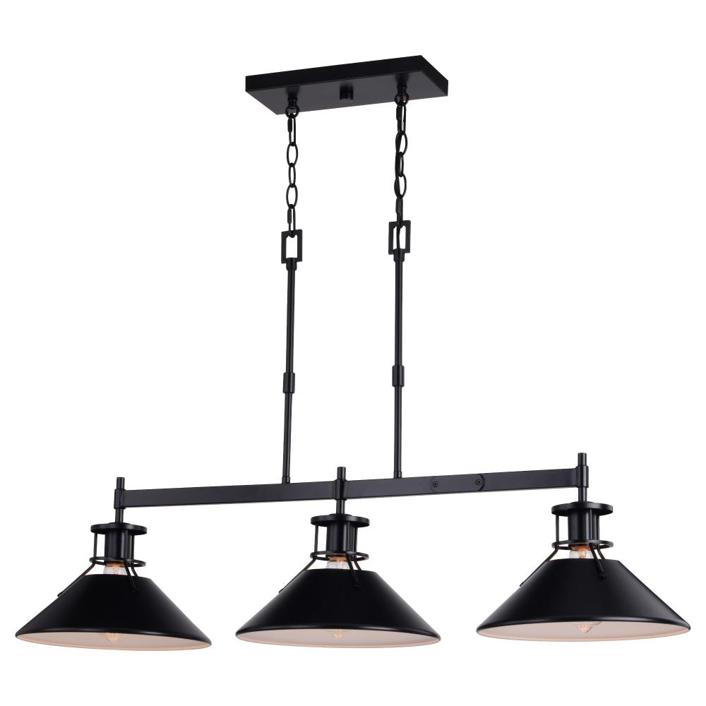 Canton 3 Light Linear Chandelier Black and Matte White