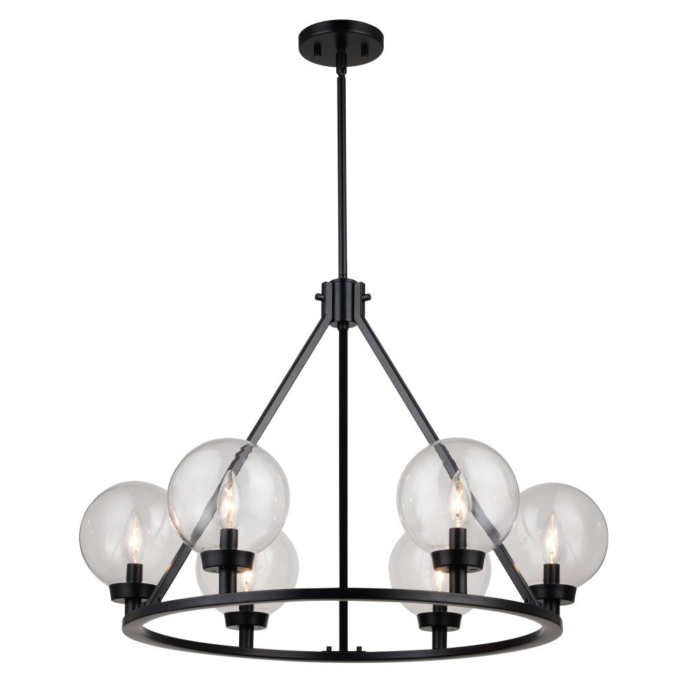 Lander 28.25-in. 6 Light Chandelier Matte Black