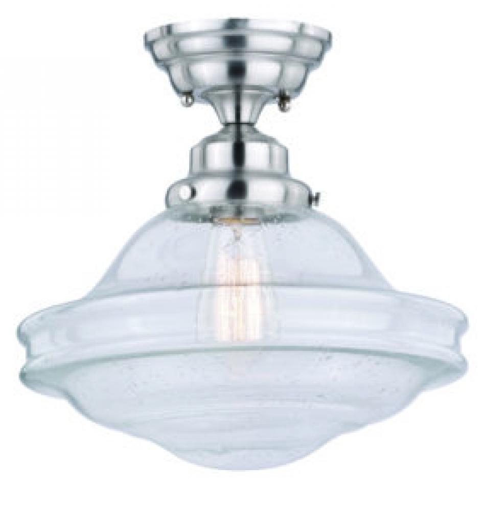 Huntley 12-in Semi Flush Ceiling Light Clear Glass Satin Nickel