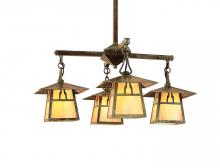 Arroyo Craftsman CCH-8/4HGW-BK - 8" carmel 4 light chandelier with hillcrest overlay