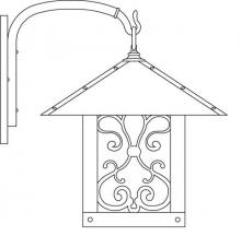 Arroyo Craftsman TRB-16ASGW-BK - 16" timber ridge wall bracket with ashbury  filigree