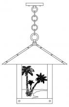 Arroyo Craftsman TRH-16PTGW-BK - 16" timber ridge pendant with palm tree  filigree