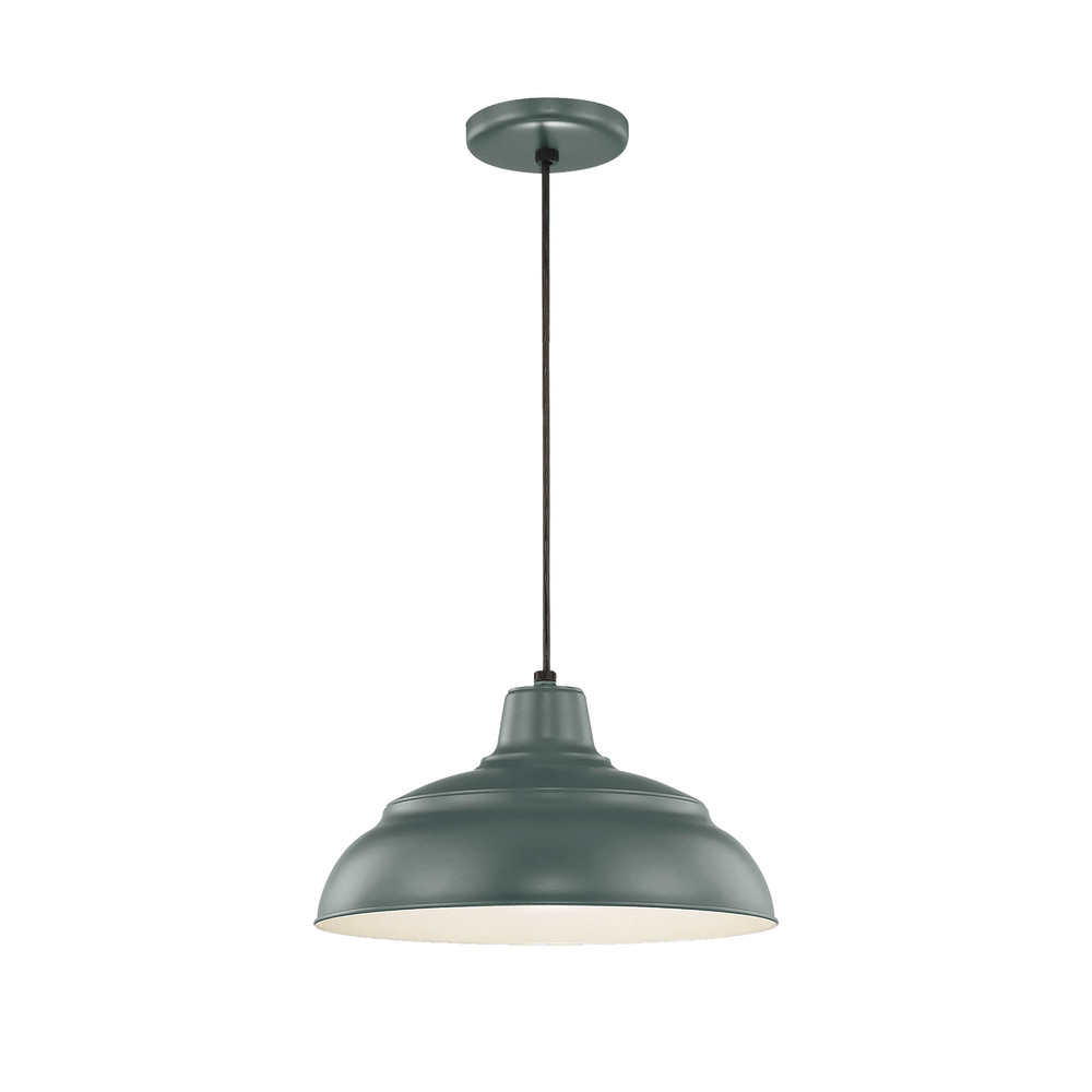 R Series 1-Light Cord Hung Warehouse Satin Green