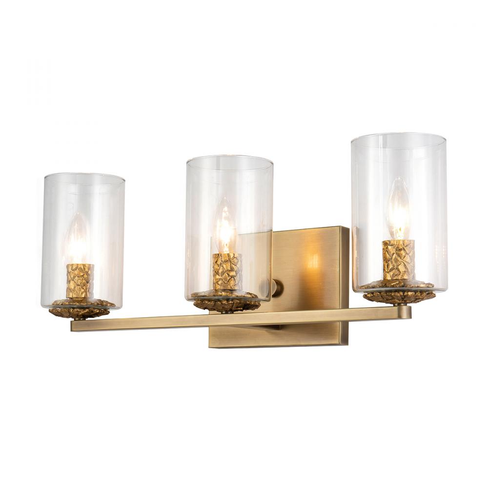 Bolivar 3-Light Vanity Fixture In Antique Brass