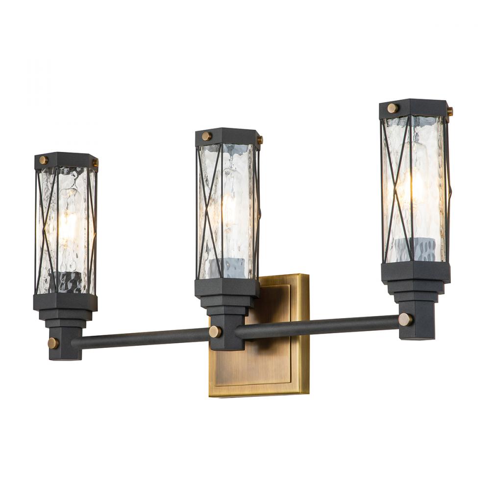 Abbey 3 Light Bath Lighting In Black And Brass