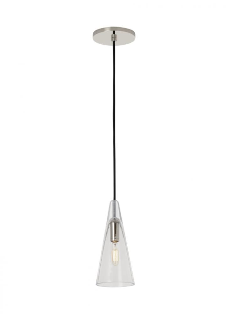 Sean Lavin Lustra 1-light dimmable small accent pendant with polished nickel finish and glass shade