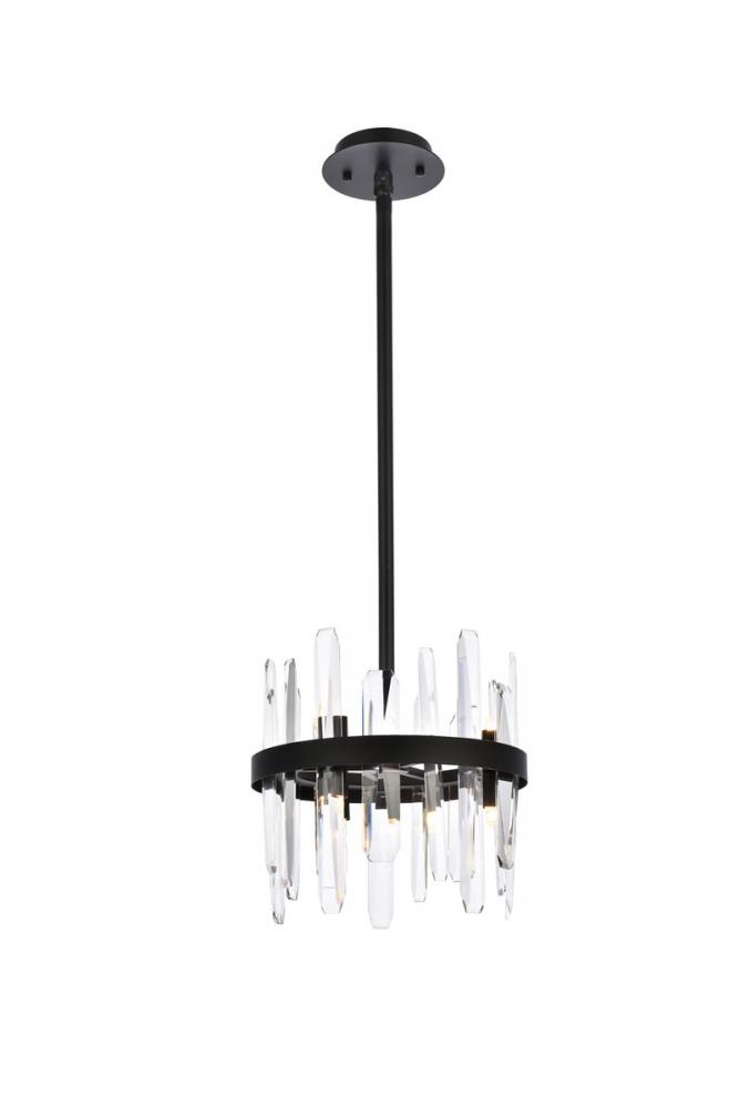 Serena 12 Inch Crystal Round Pendant in Black