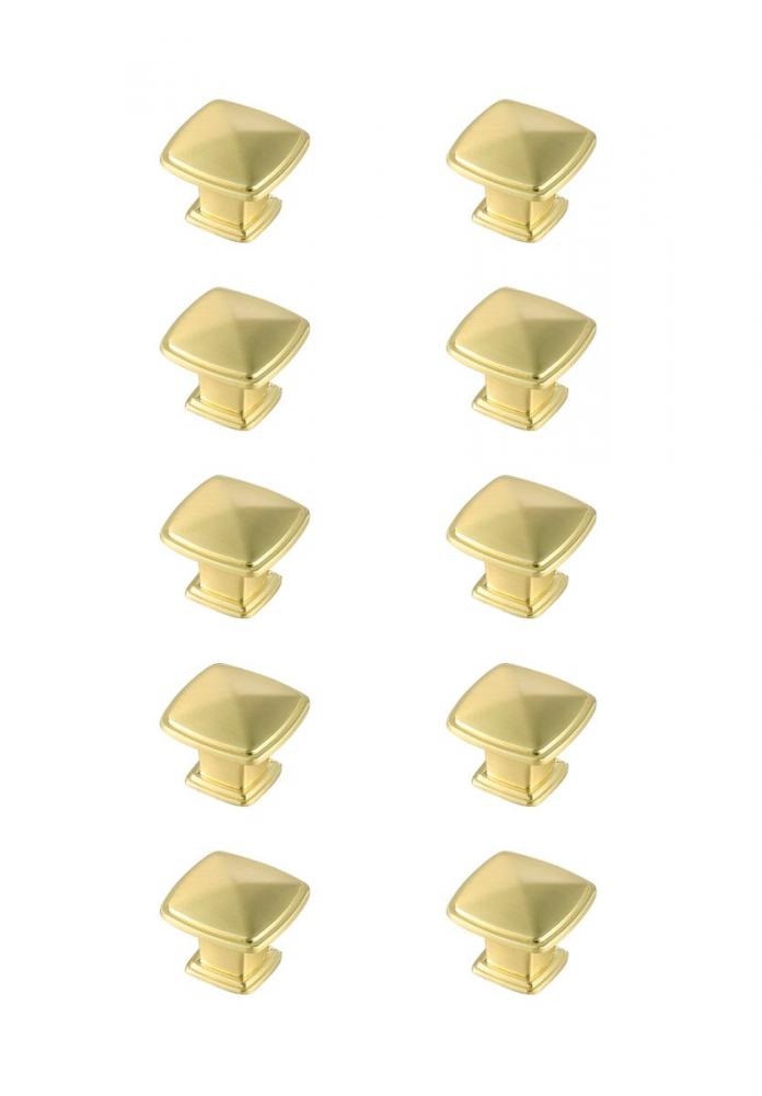 Marcel 1.2" Brushed Gold Square Knob Multipack (Set of 10)