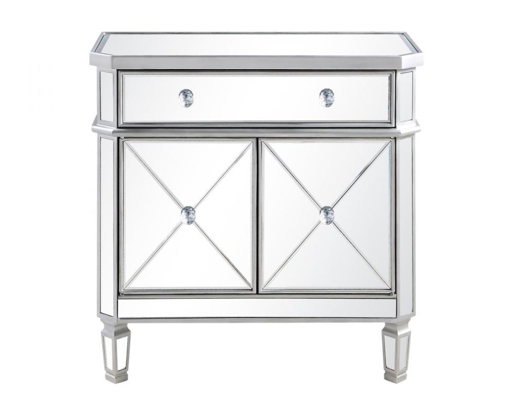 1 Drawer 2 Door Cabinet 32 in. x 16 in. x 32 in. in silver Clear