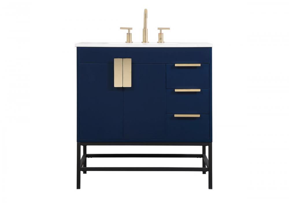 32 Inch Single Bathroom Vanity in Blue