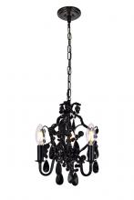 Elegant LD5019D9BK - Karter Collection Pendant D9.5 H12.2 Lt:3 polished Black Finish