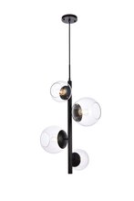 Elegant LD654D18BK - Wells 18 inch pendant in black with clear shade