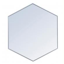 Elegant MR4541S - Metal Frame HexAgon Mirror 41 Inch in Silver