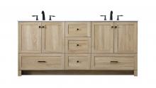 Elegant VF2872DMW - 72 Inch Double Bathroom Vanity In Mango Wood