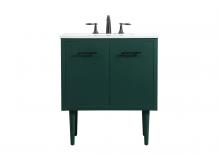 Elegant VF48030MGN - 30 Inch Single Bathroom Vanity in Green