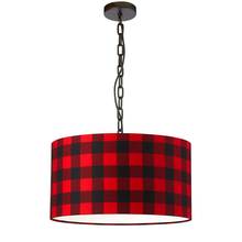 Dainolite BXN-M-BK-201 - 1 Light Medium Braxton Black Pendant w/ Buffalo Check Shade