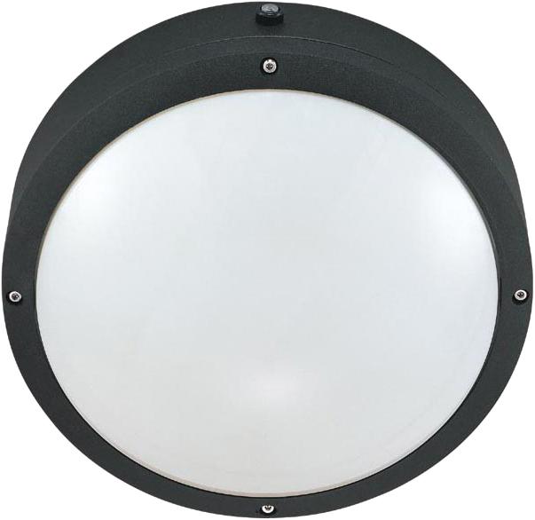 2-Light Round Wall/Ceiling Light with Photocell in Matte Black Finish and (2) 13W GU24 Bulbs