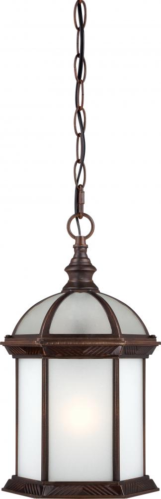 1-Light 14" Outdoor Hanging Light Fixture in Rustic Bronze Finish with Frosted Glass and (1) 18W