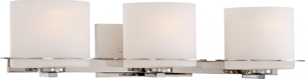 Loren - 3 Light Vanity with Oval Frosted Glass - Polished Nickel Finish