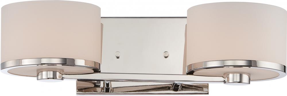 Celine - 2 Light Vanity with Satin White Glass - Polished Nickel Finish