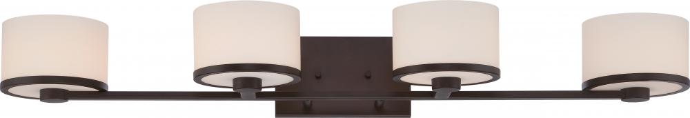 Celine - 4 Light Vanity with Satin White Glass - Venetian Bronze Finish