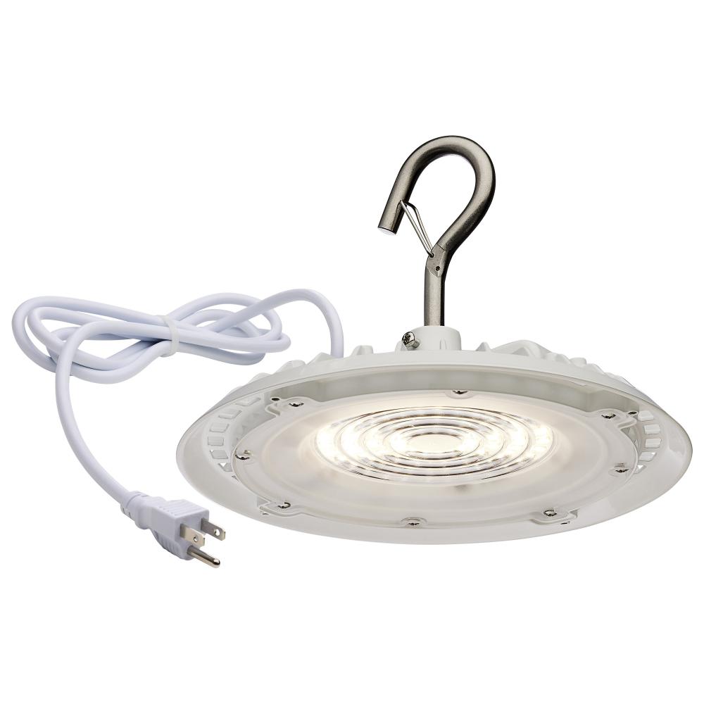 80 Watt; Hi-Pro Shop Light with Plug; 8" Dia.; 3000K; White Finish; 120 Volt