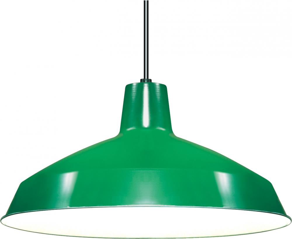 1 Light - 16" Pendant with Warehouse Shade - Green Finish