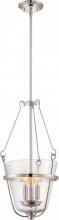 Nuvo 60/5289 - 3-Light Pendant Light Fixture in Polished Nickel with Clear Seeded Glass