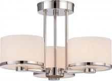 Nuvo 60/5477 - Celine - 3 Light Semi Flush with Satin White Glass - Polished Nickel Finish