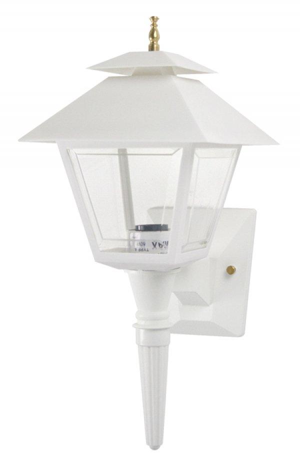 COLONIAL WALL LANTERN WHITE W/CLEAR BEVELED LENS