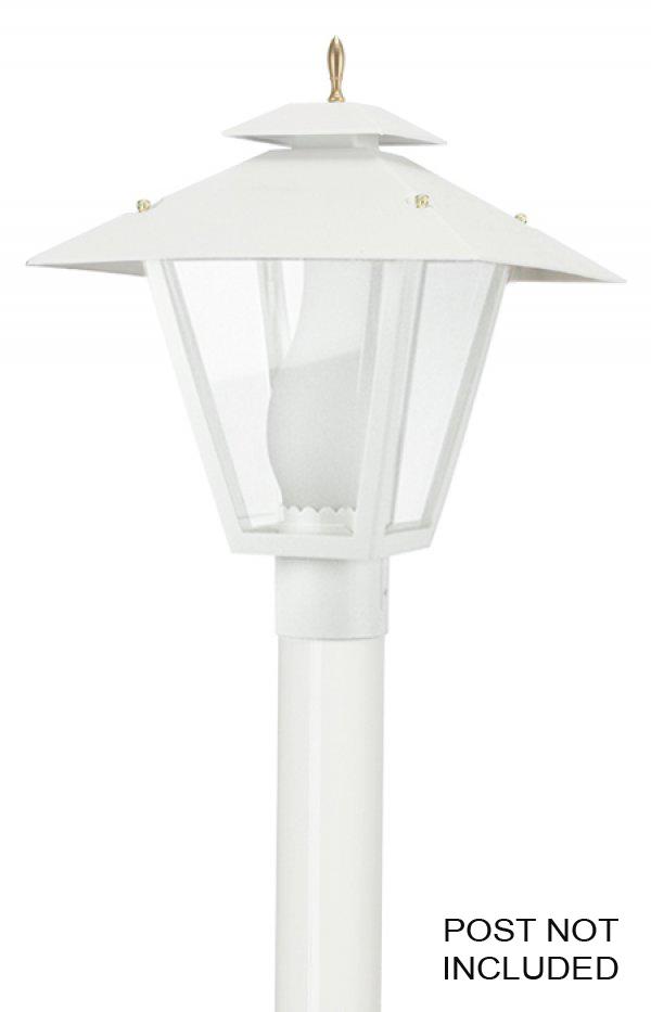 COLONIAL POST LANTERN WHITE W/CLEAR BEVELED LENS