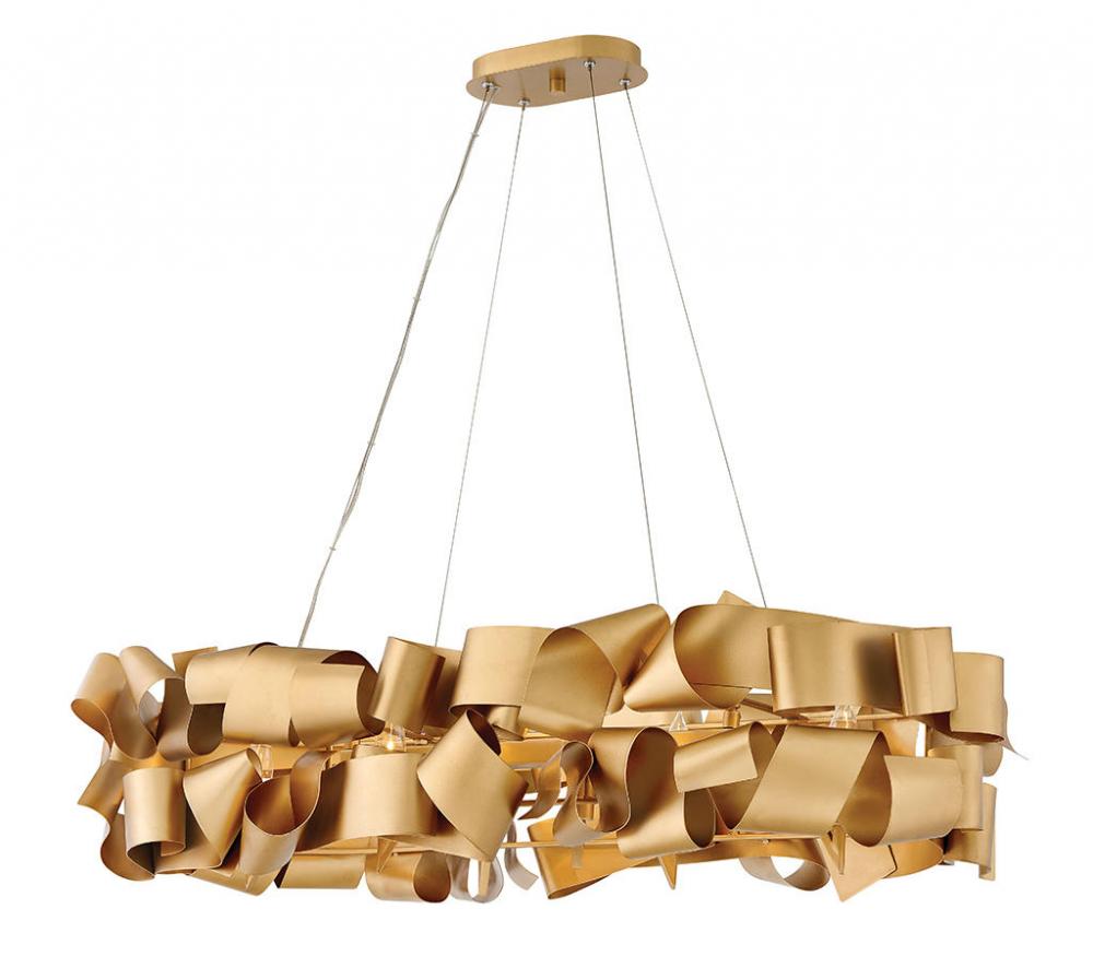 Large Six Light Linear Chandelier